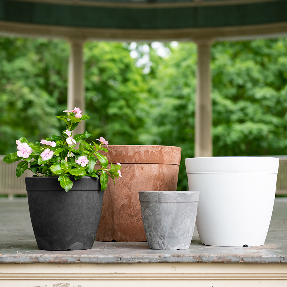 Dolce Round Planter 8″ – Artstone White